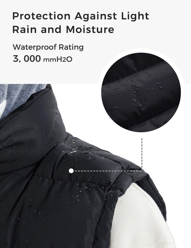 ZSHOW Men's Puffy Vest Removable Hooded Black Winter Vest Jacket(Black,Large) - Image 4